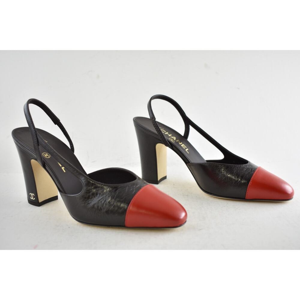 Chanel 26S Blazy Dark Brown Red CC Coco Sling Slingback Block Heel Pump 36.5c - Picture 4 of 16